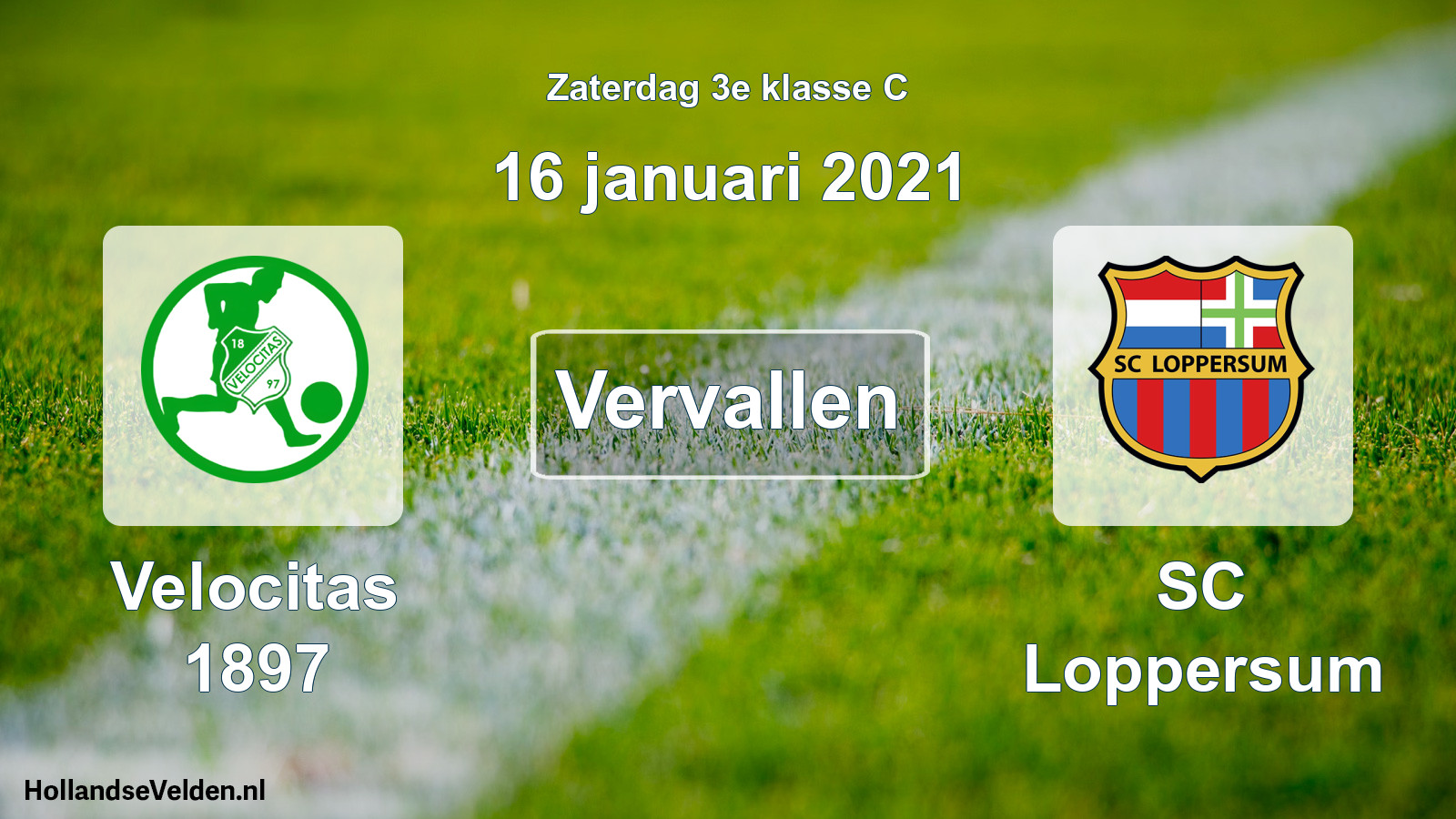Scheduled Match: Velocitas 1897 - SC Loppersum (16 January 2021)
