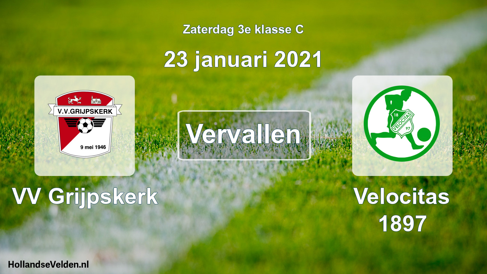 Scheduled Match: VV Grijpskerk - Velocitas 1897 (23 January 2021)
