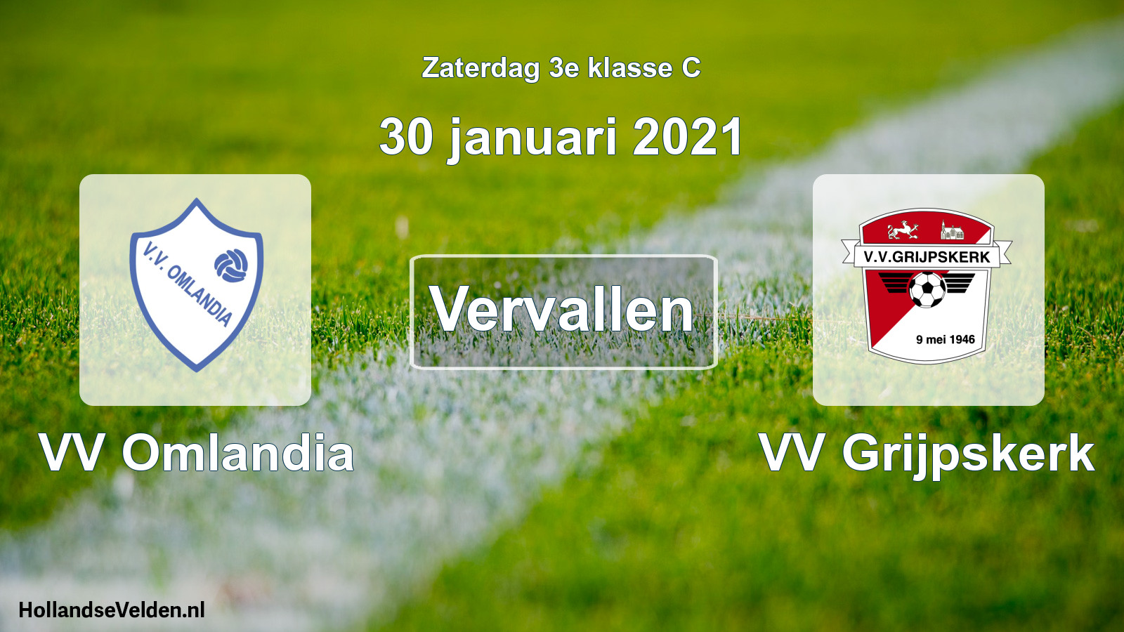 Scheduled Match: VV Omlandia - VV Grijpskerk (30 January 2021)