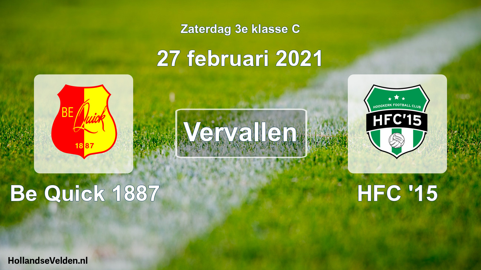 Scheduled Match: Be Quick 1887 - HFC '15 (27 February 2021)