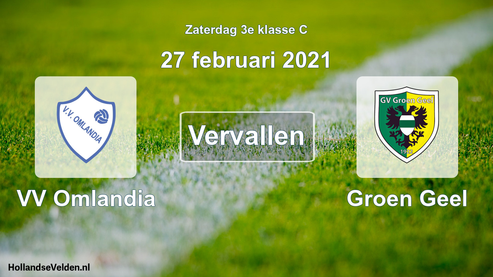 Scheduled Match: VV Omlandia - Groen Geel (27 February 2021)