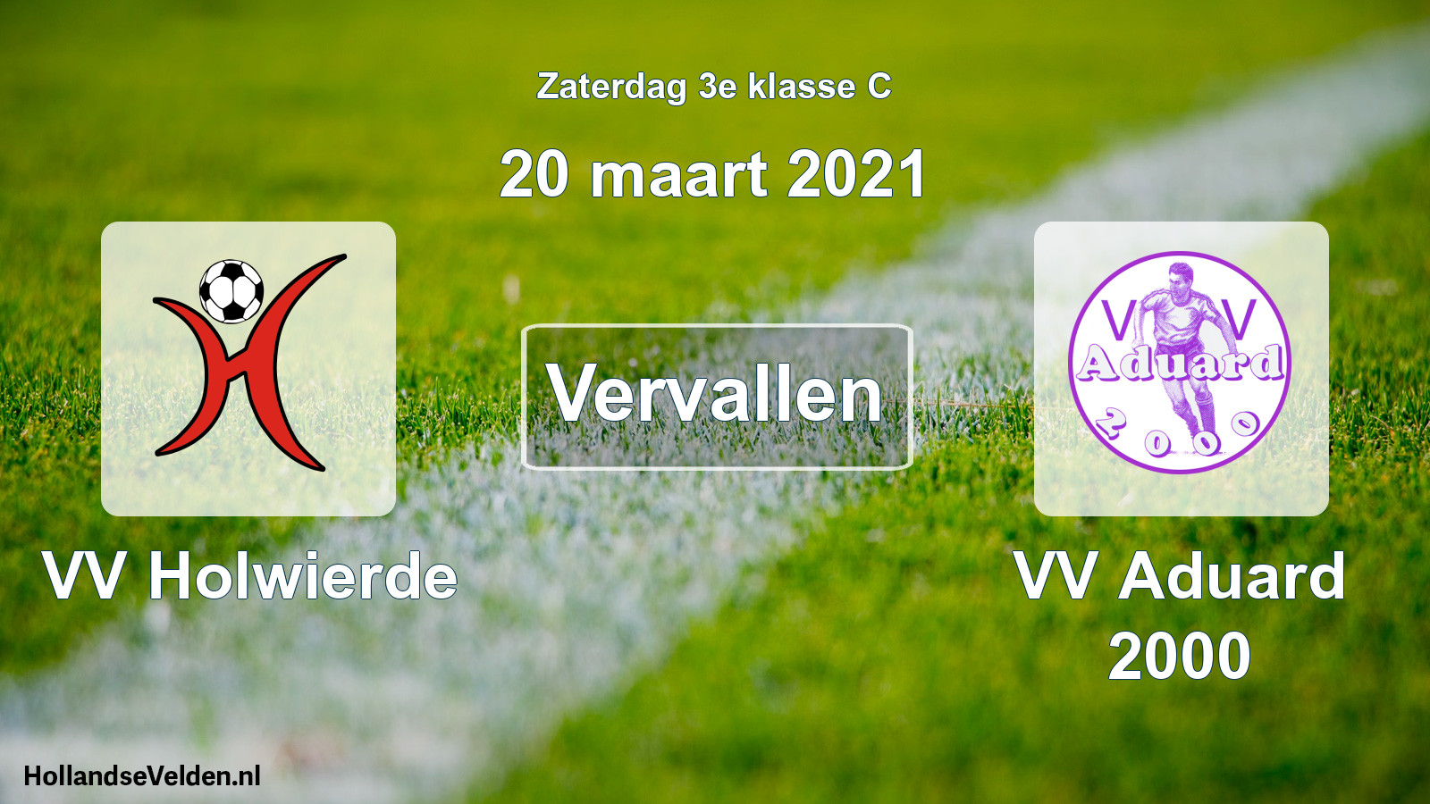 Scheduled Match: VV Holwierde - VV Aduard 2000 (20 March 2021)