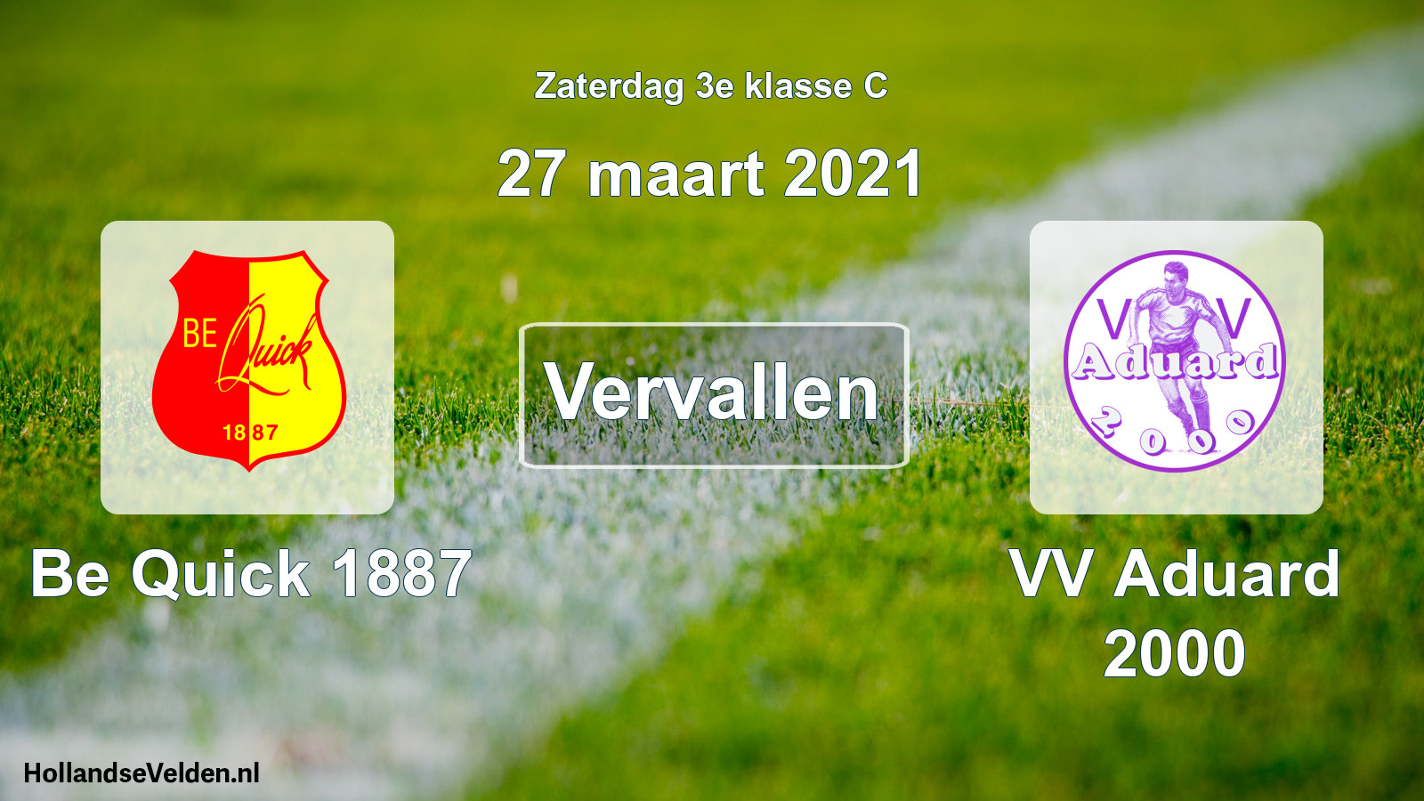 Scheduled Match: Be Quick 1887 - VV Aduard 2000 (27 March 2021)