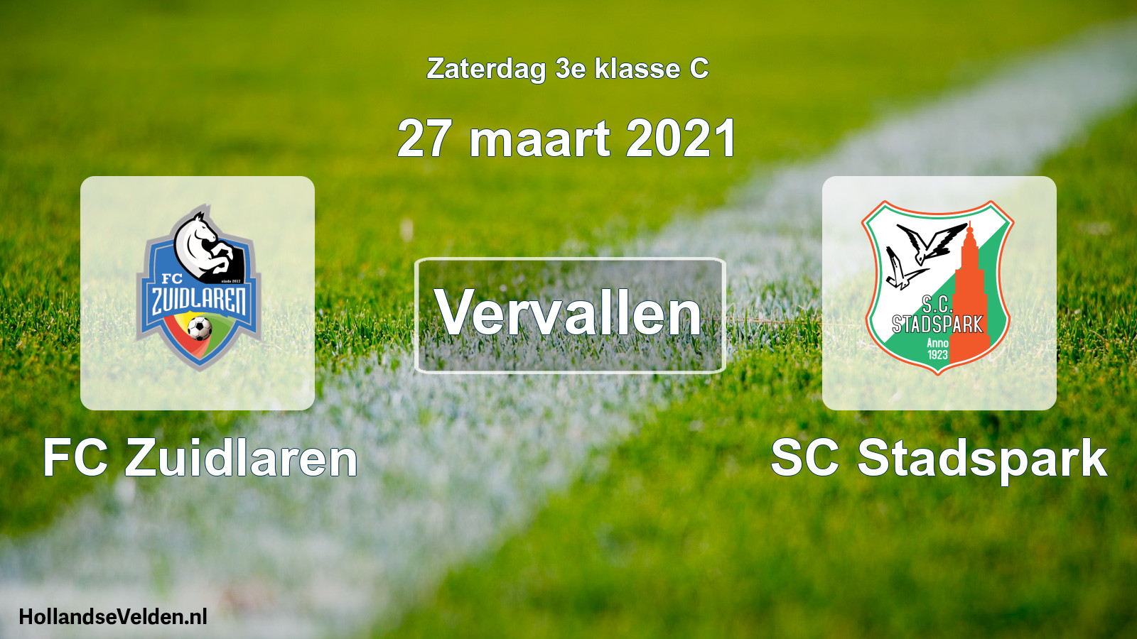 Scheduled Match: FC Zuidlaren - SC Stadspark (27 March 2021)