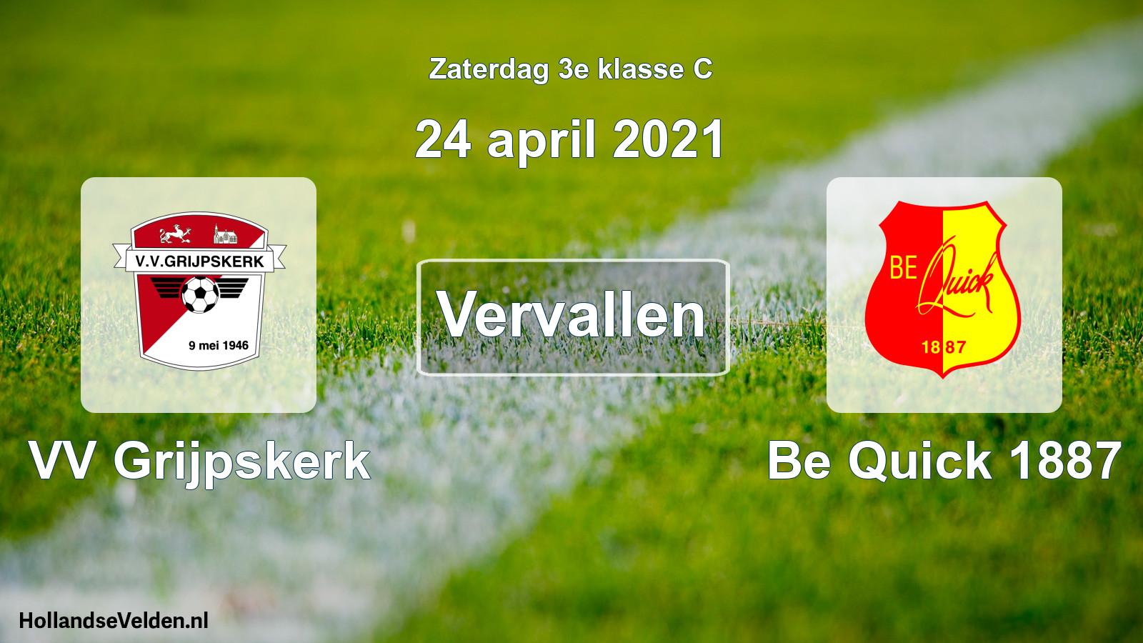 Scheduled Match: VV Grijpskerk - Be Quick 1887 (24 April 2021)
