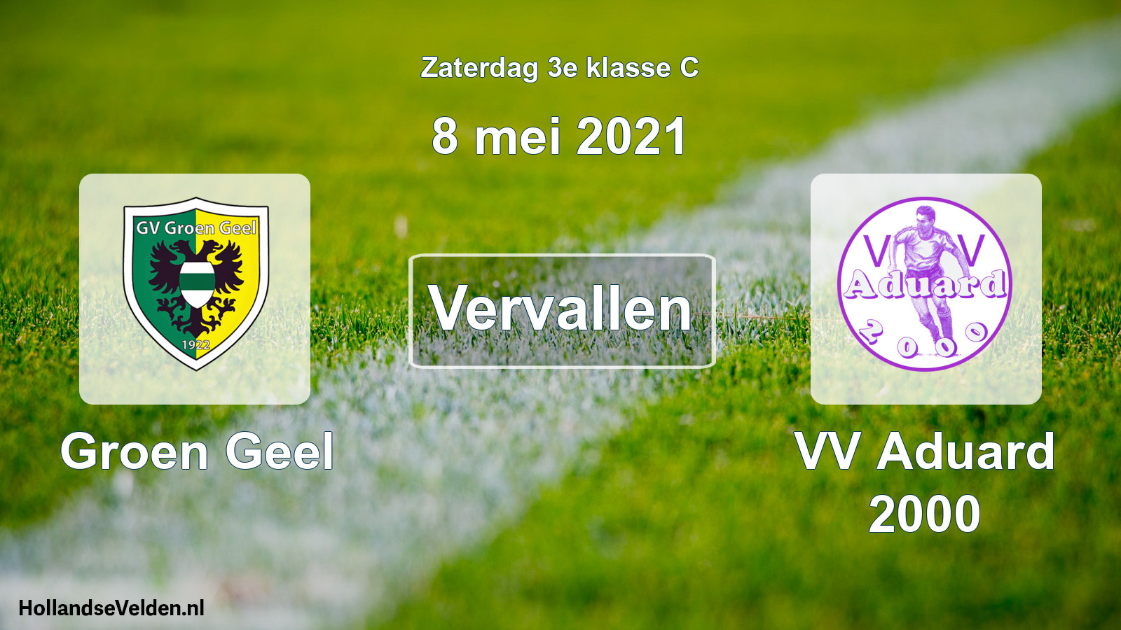 Scheduled Match: Groen Geel - VV Aduard 2000 (8 May 2021)