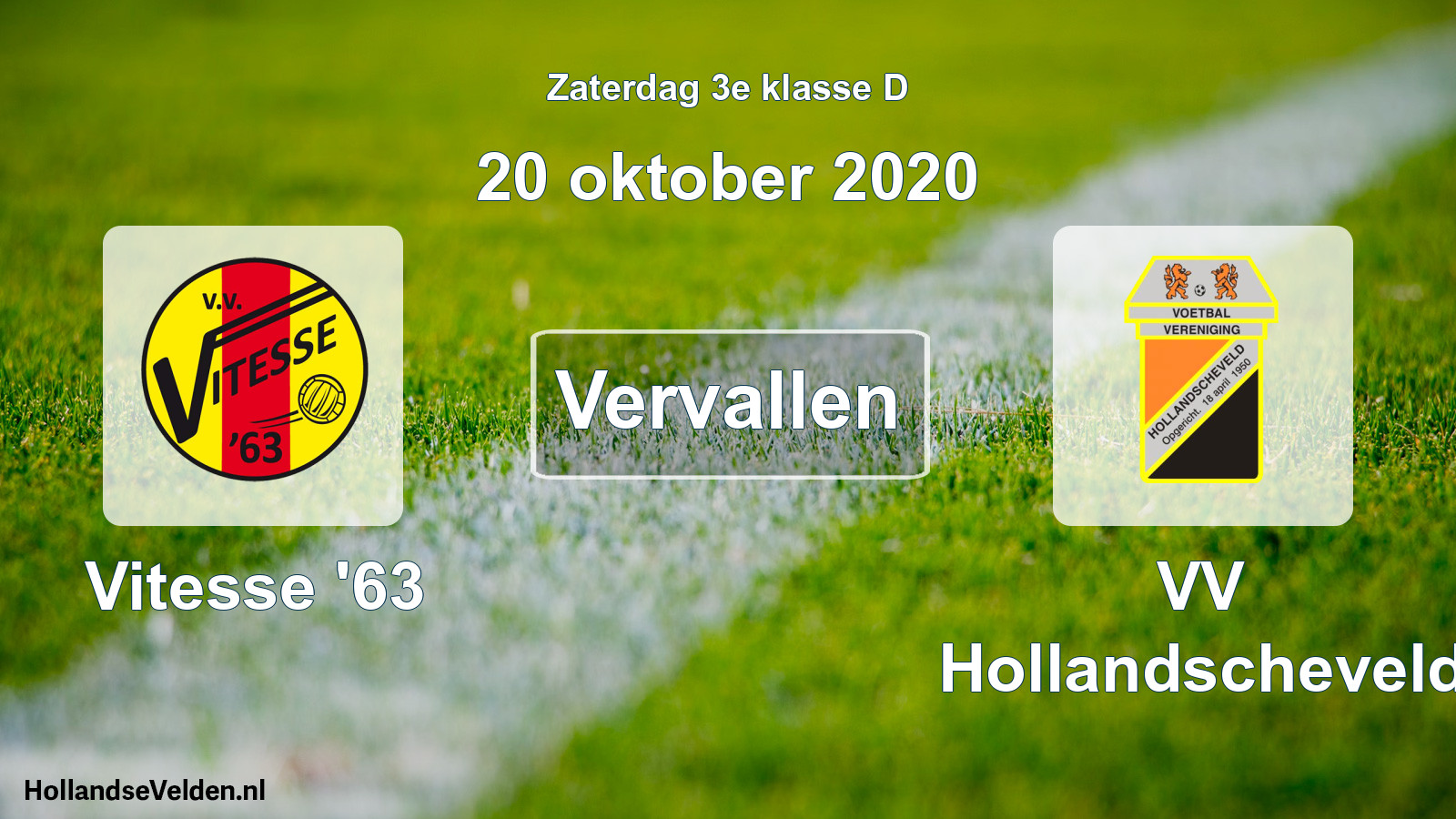 Scheduled Match: Vitesse '63 - VV Hollandscheveld (20 October 2020)