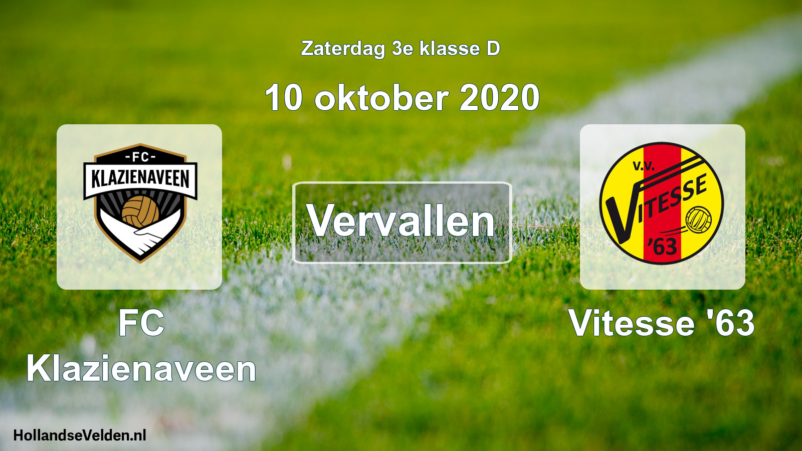 Scheduled Match: FC Klazienaveen - Vitesse '63 (10 October 2020)
