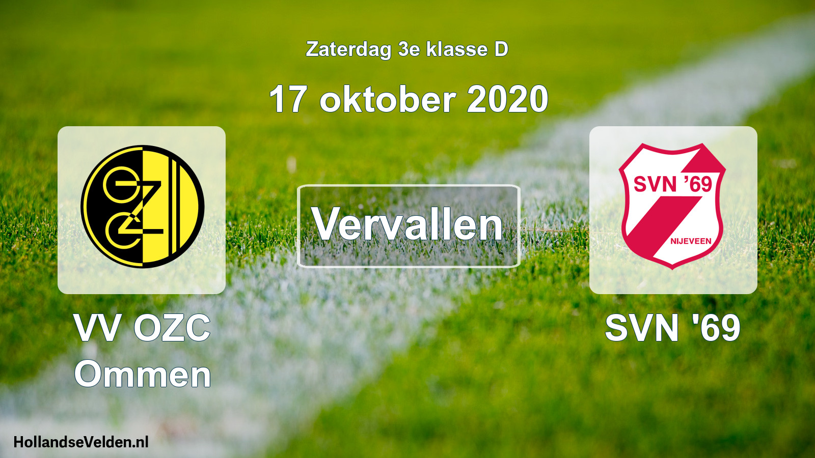 Scheduled Match: VV OZC Ommen - SVN '69 (17 October 2020)