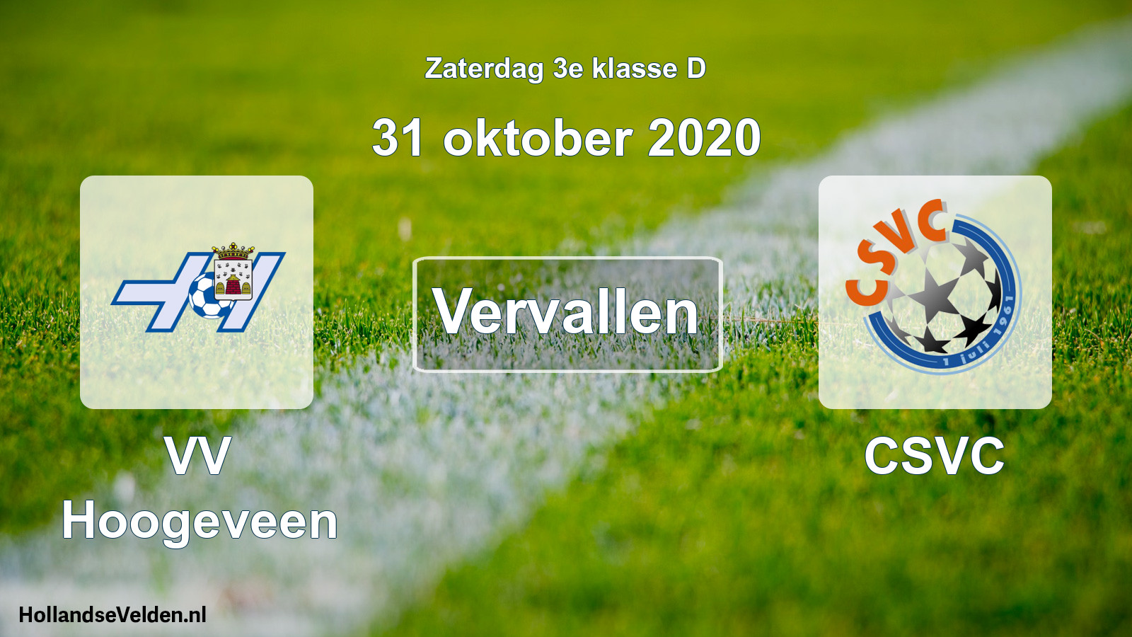 Scheduled Match: VV Hoogeveen - CSVC (31 October 2020)