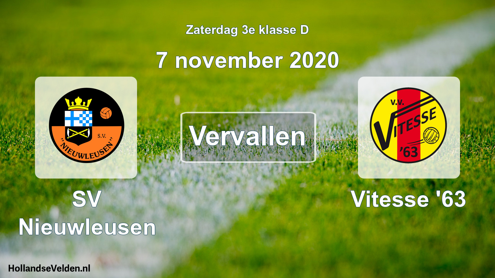 Scheduled Match: SV Nieuwleusen - Vitesse '63 (7 November 2020)
