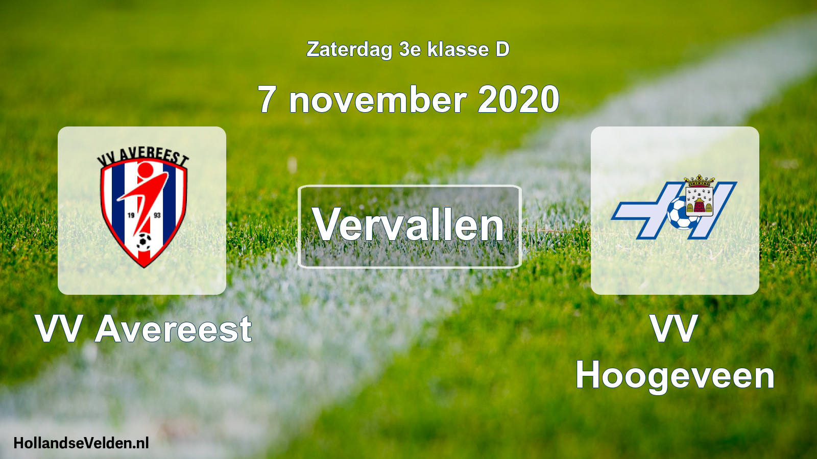 Scheduled Match: VV Avereest - VV Hoogeveen (7 November 2020)
