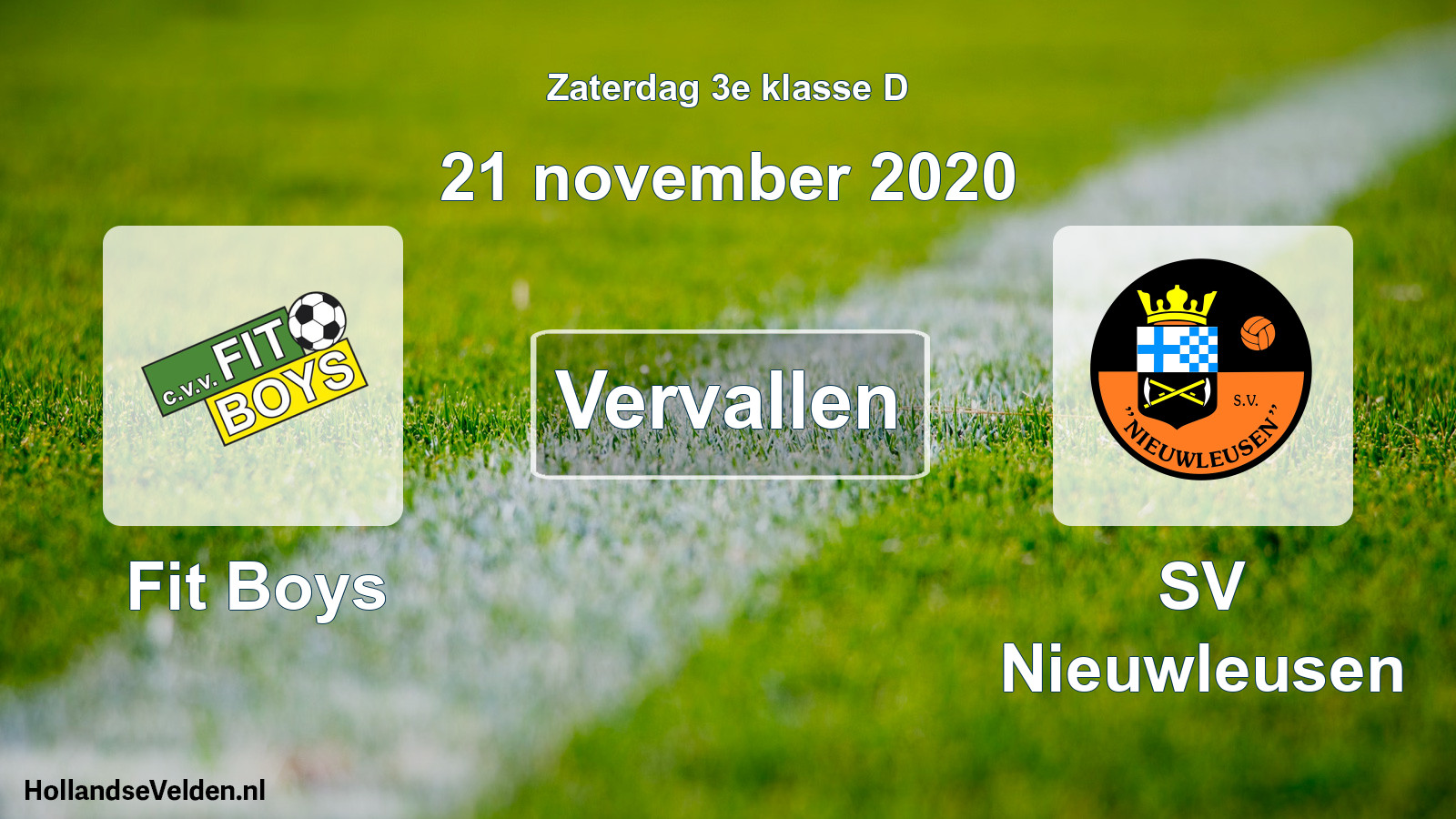 Scheduled Match: Fit Boys - SV Nieuwleusen (21 November 2020)