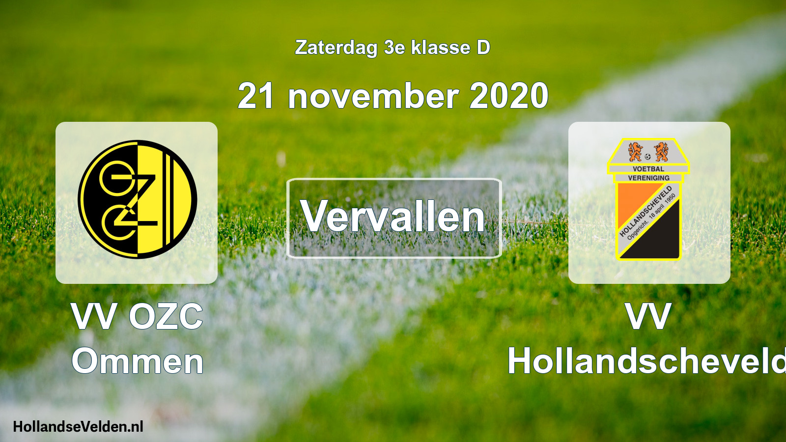 Scheduled Match: VV OZC Ommen - VV Hollandscheveld (21 November 2020)