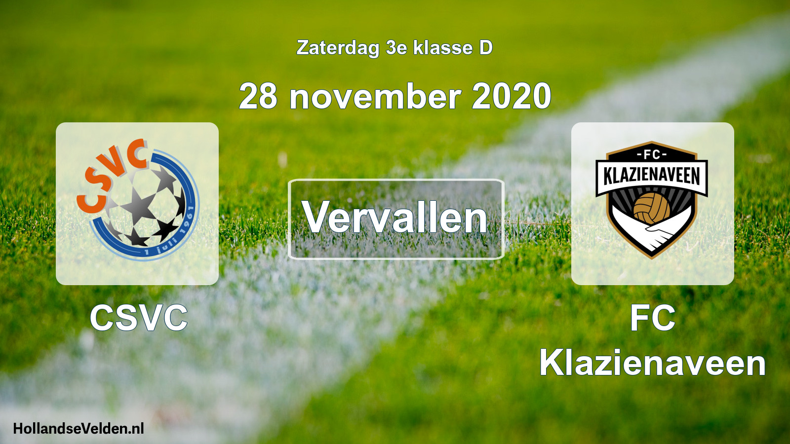 Scheduled Match: CSVC - FC Klazienaveen (28 November 2020)