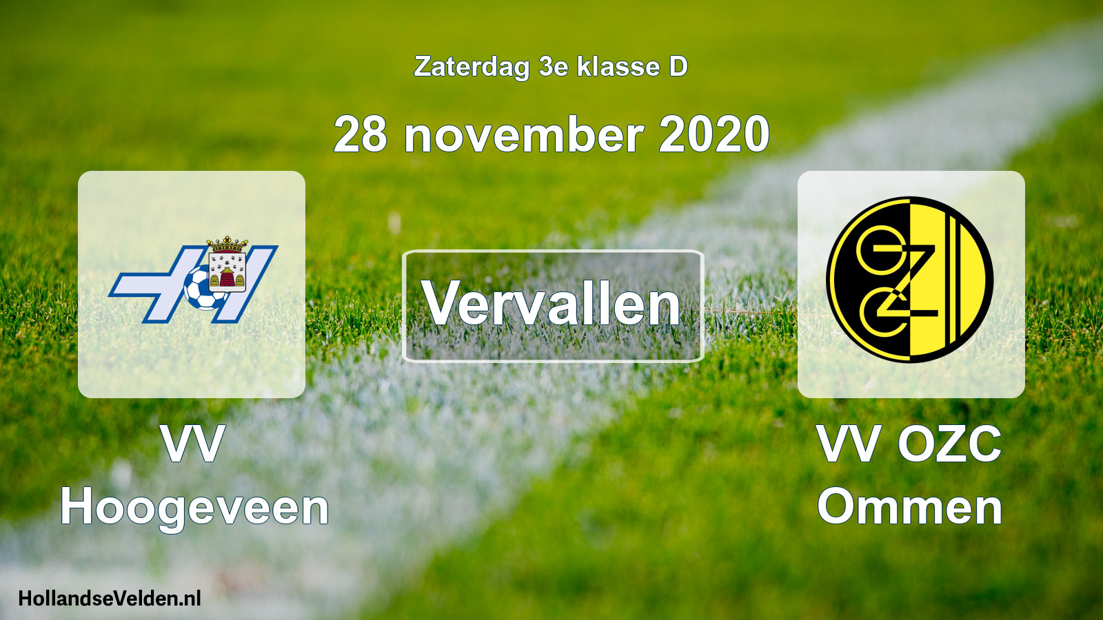 Scheduled Match: VV Hoogeveen - VV OZC Ommen (28 November 2020)