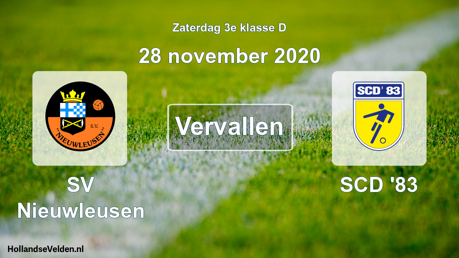 Scheduled Match: SV Nieuwleusen - SCD '83 (28 November 2020)