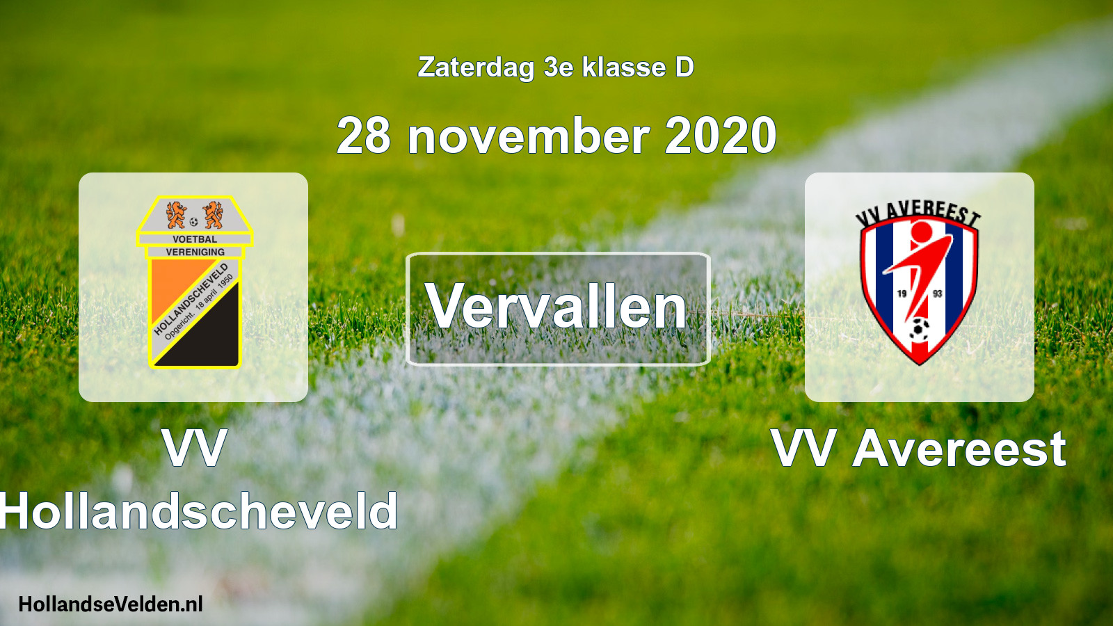 Scheduled Match: VV Hollandscheveld - VV Avereest (28 November 2020)