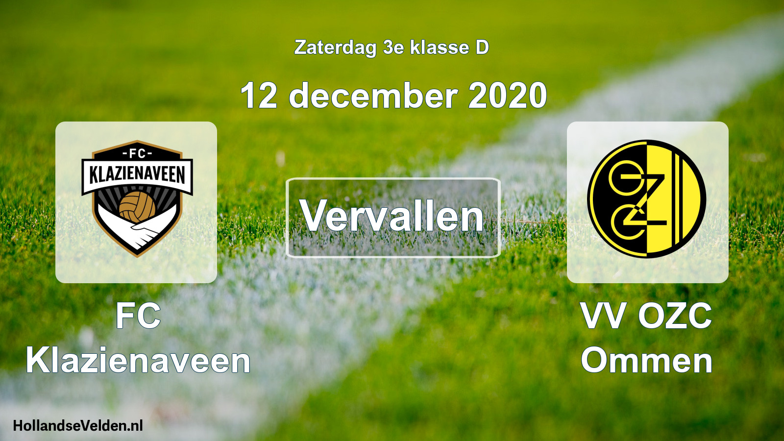 Scheduled Match: FC Klazienaveen - VV OZC Ommen (12 December 2020)