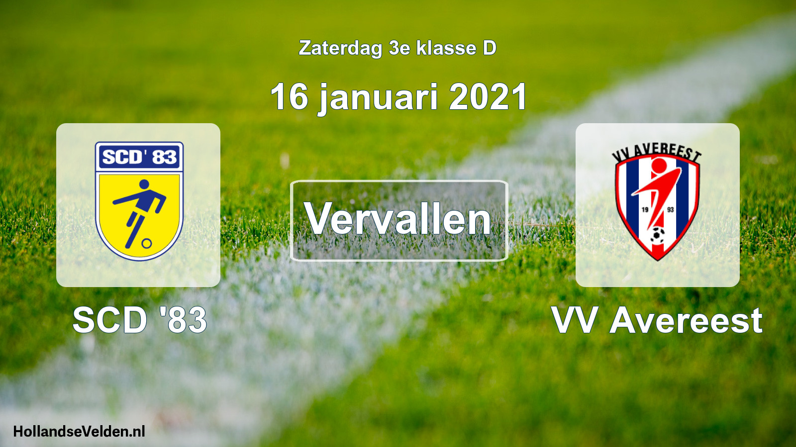 Scheduled Match: SCD '83 - VV Avereest (16 January 2021)