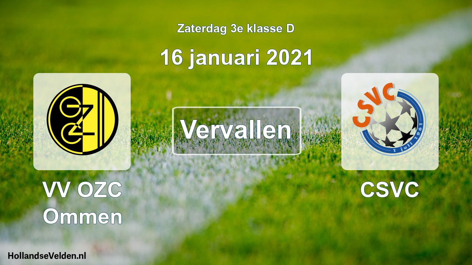 Scheduled Match: VV OZC Ommen - CSVC (16 January 2021)