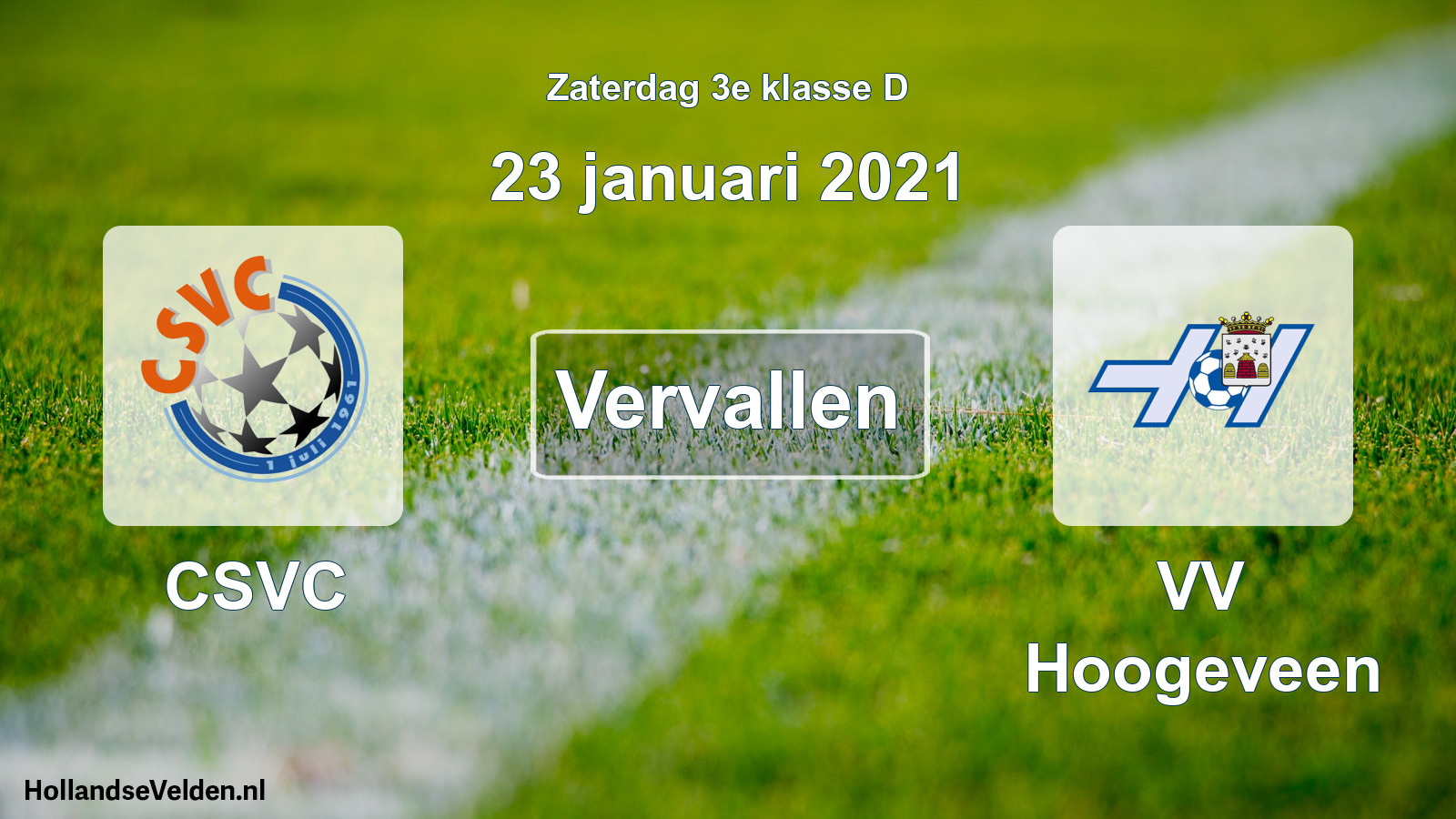 Scheduled Match: CSVC - VV Hoogeveen (23 January 2021)