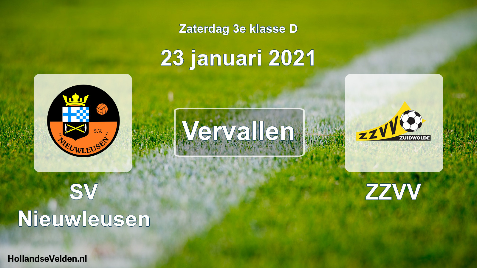 Scheduled Match: SV Nieuwleusen - ZZVV (23 January 2021)