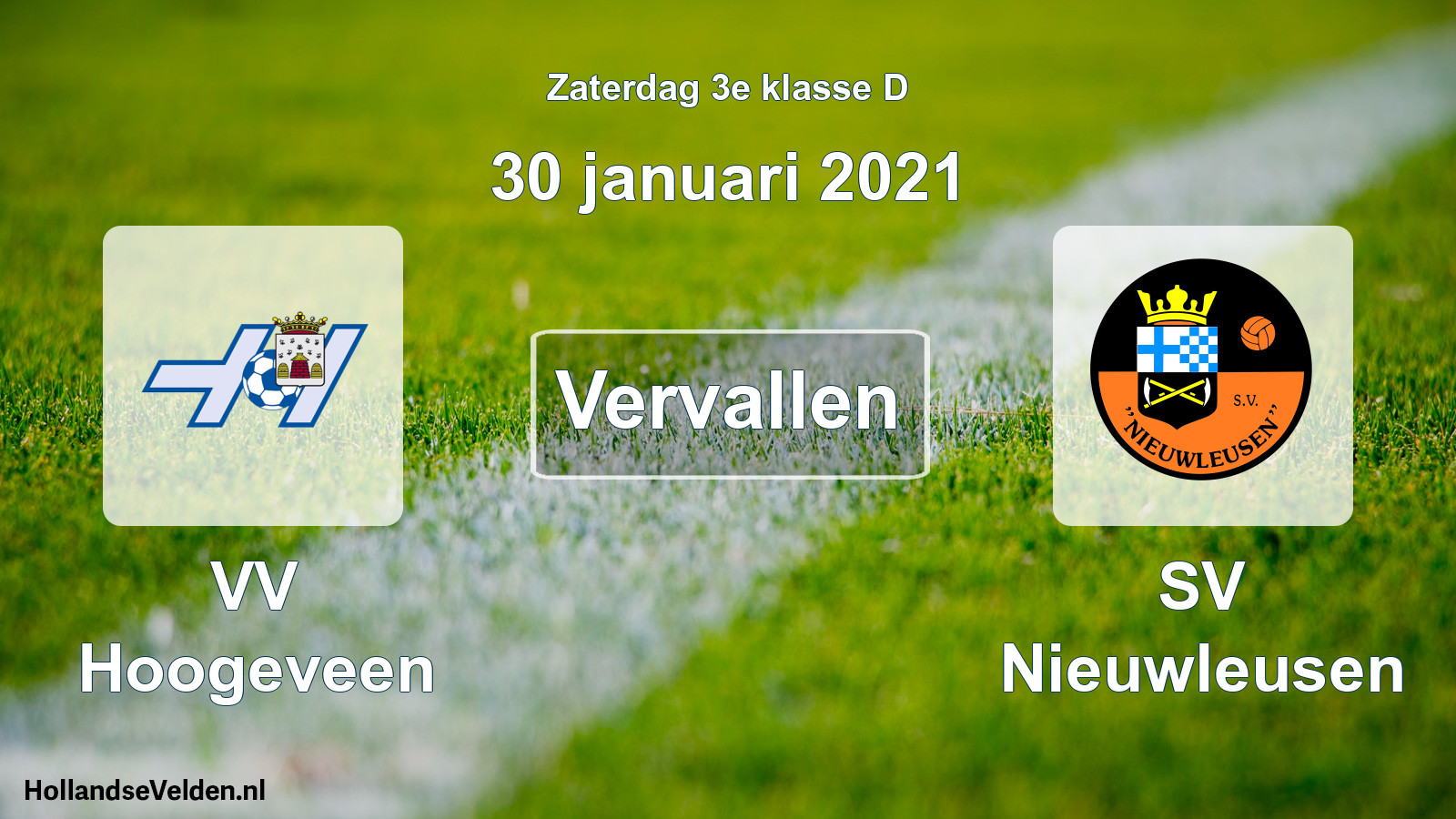 Scheduled Match: VV Hoogeveen - SV Nieuwleusen (30 January 2021)