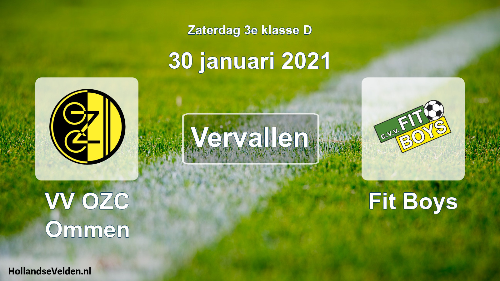 Scheduled Match: VV OZC Ommen - Fit Boys (30 January 2021)