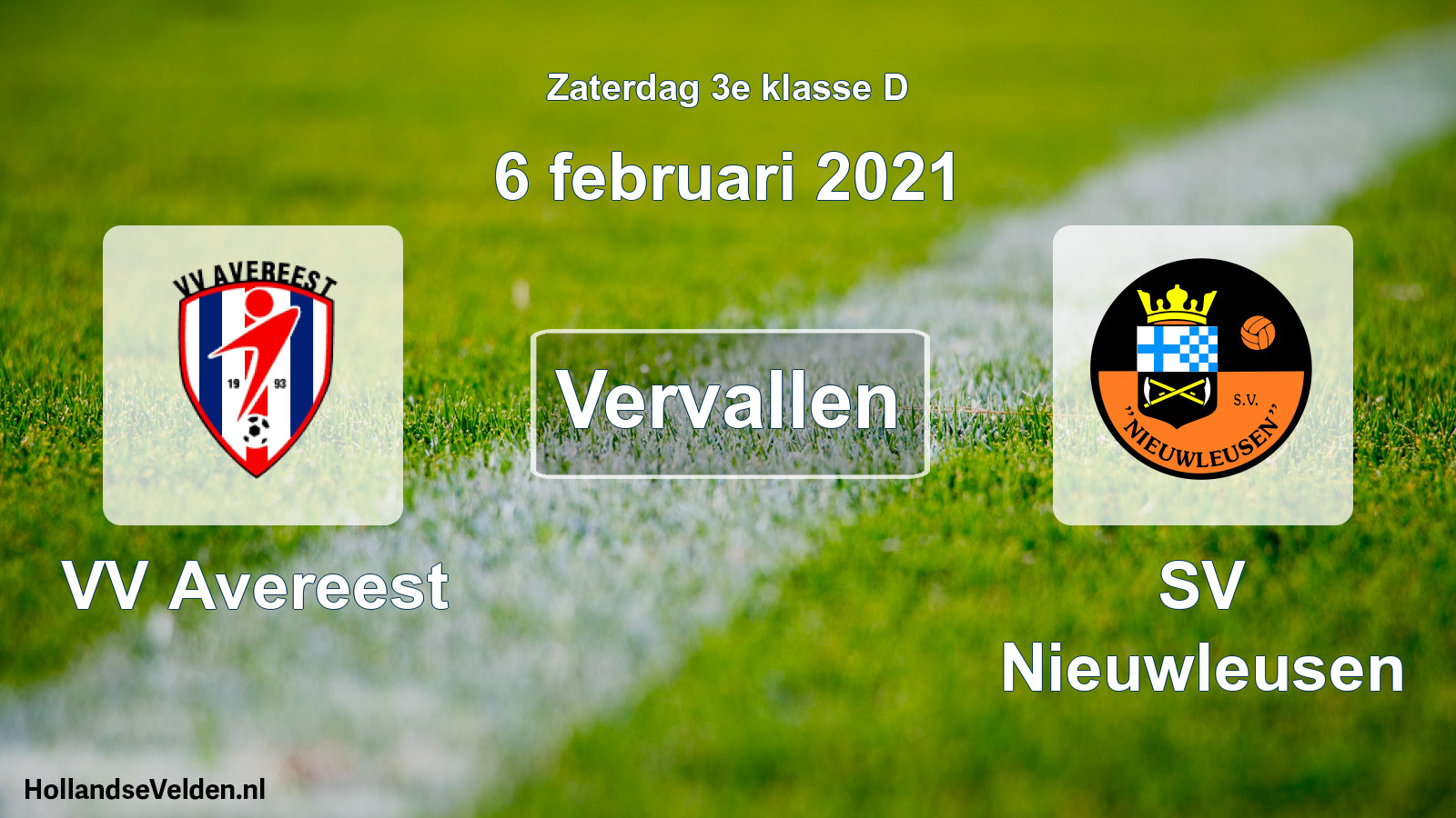 Scheduled Match: VV Avereest - SV Nieuwleusen (6 February 2021)