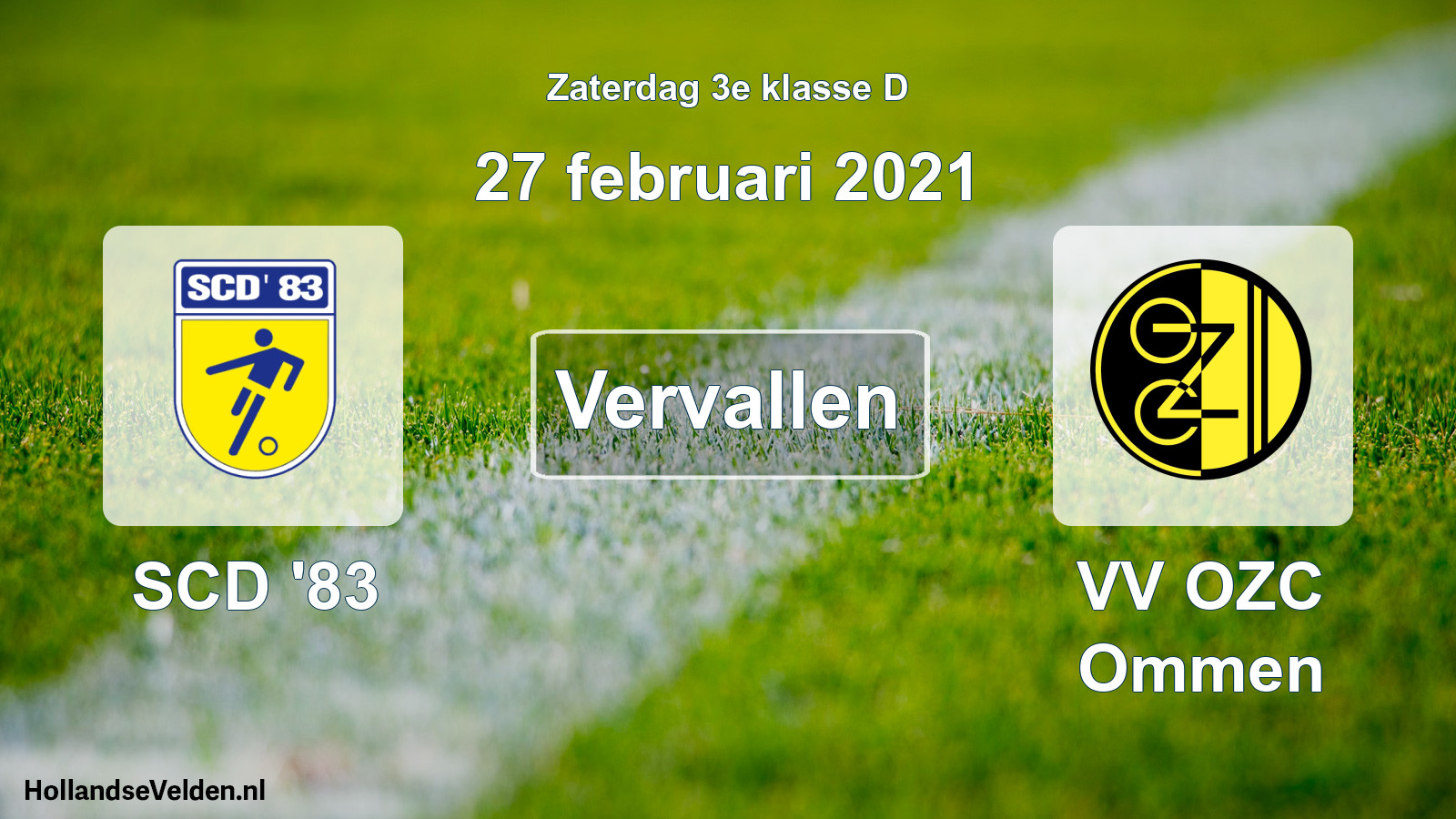 Scheduled Match: SCD '83 - VV OZC Ommen (27 February 2021)