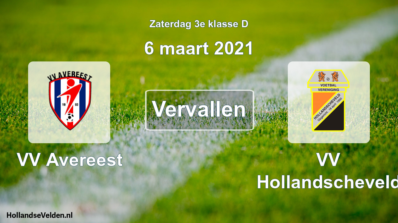 Scheduled Match: VV Avereest - VV Hollandscheveld (6 March 2021)