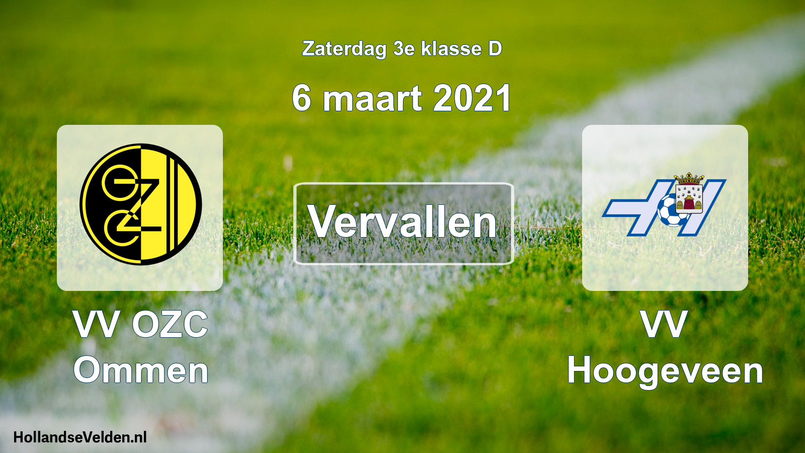Scheduled Match: VV OZC Ommen - VV Hoogeveen (6 March 2021)