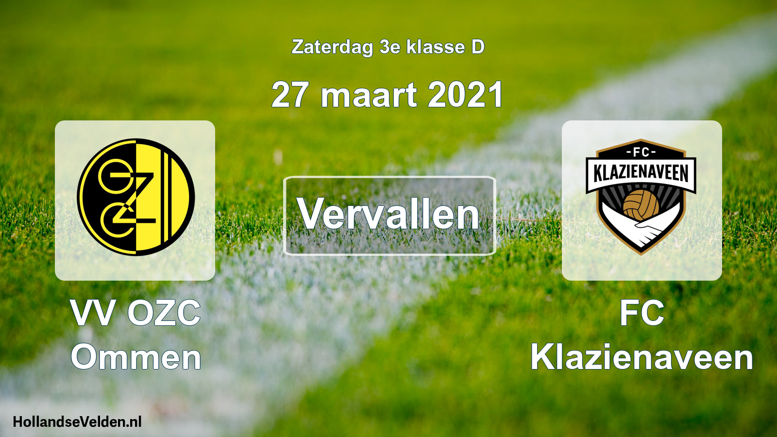 Scheduled Match: VV OZC Ommen - FC Klazienaveen (27 March 2021)