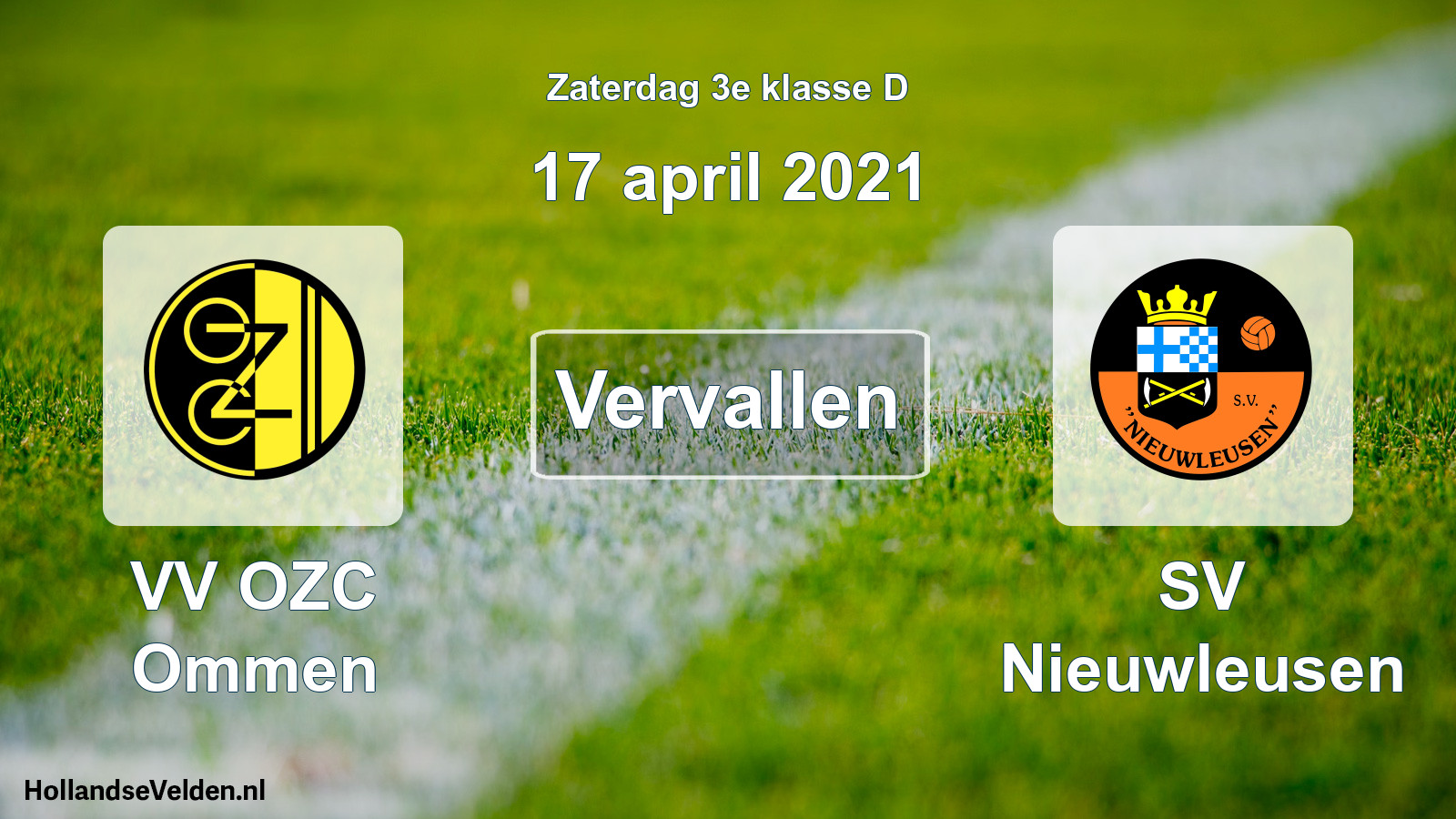 Scheduled Match: VV OZC Ommen - SV Nieuwleusen (17 April 2021)
