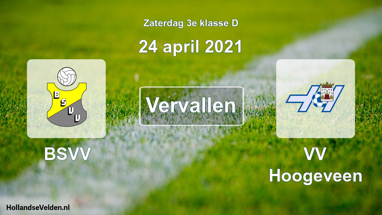 Scheduled Match: BSVV - VV Hoogeveen (24 April 2021)
