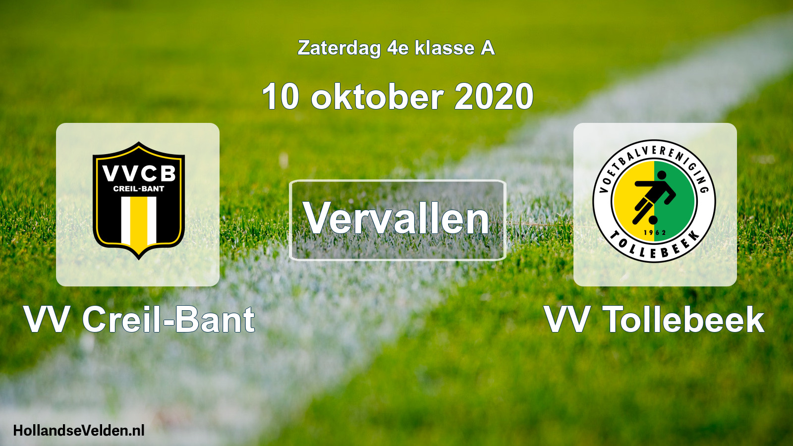 Scheduled Match: VV Creil-Bant - VV Tollebeek (10 October 2020)