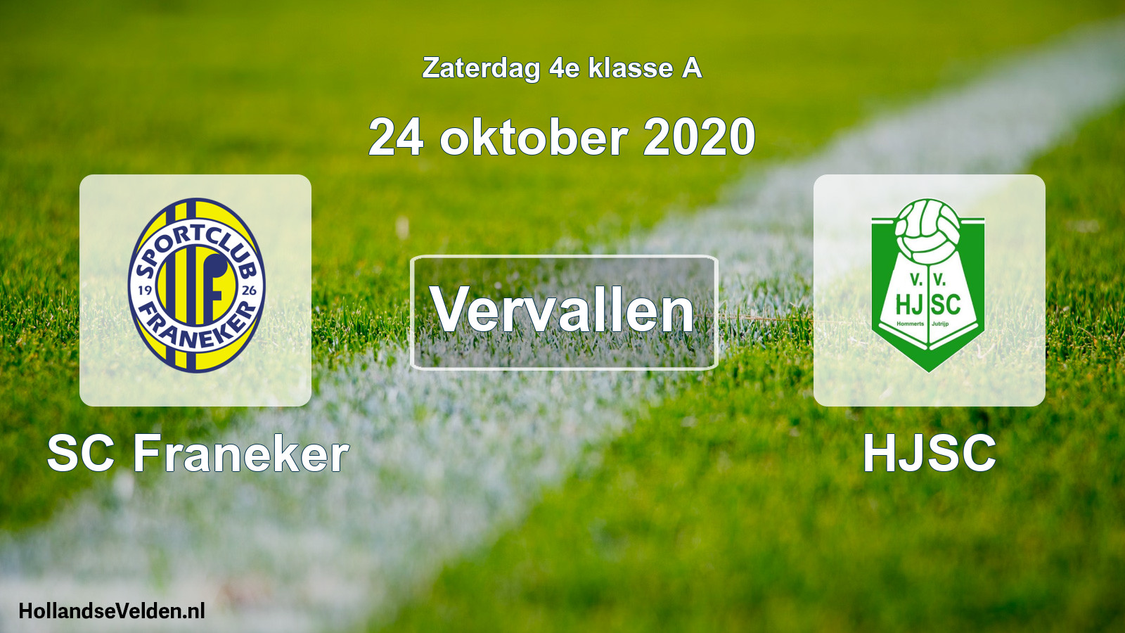 Scheduled Match: SC Franeker - HJSC (24 October 2020)