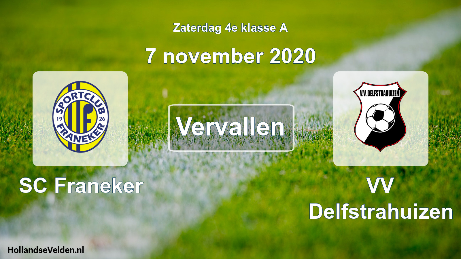 Scheduled Match: SC Franeker - VV Delfstrahuizen (7 November 2020)