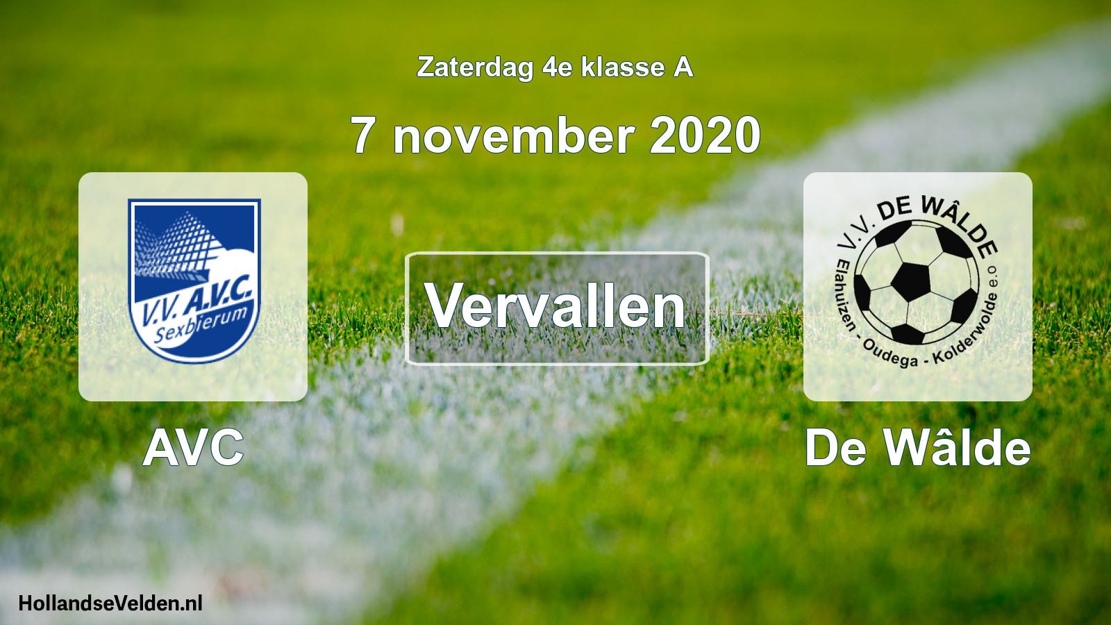 Scheduled Match: AVC - De Wâlde (7 November 2020)