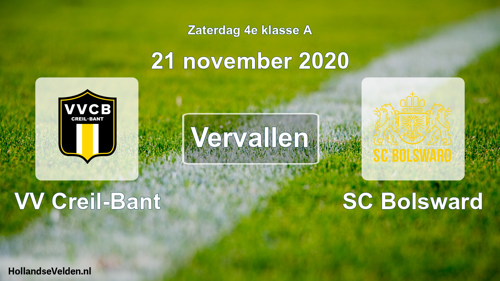 Scheduled Match: VV Creil-Bant - SC Bolsward (21 November 2020)
