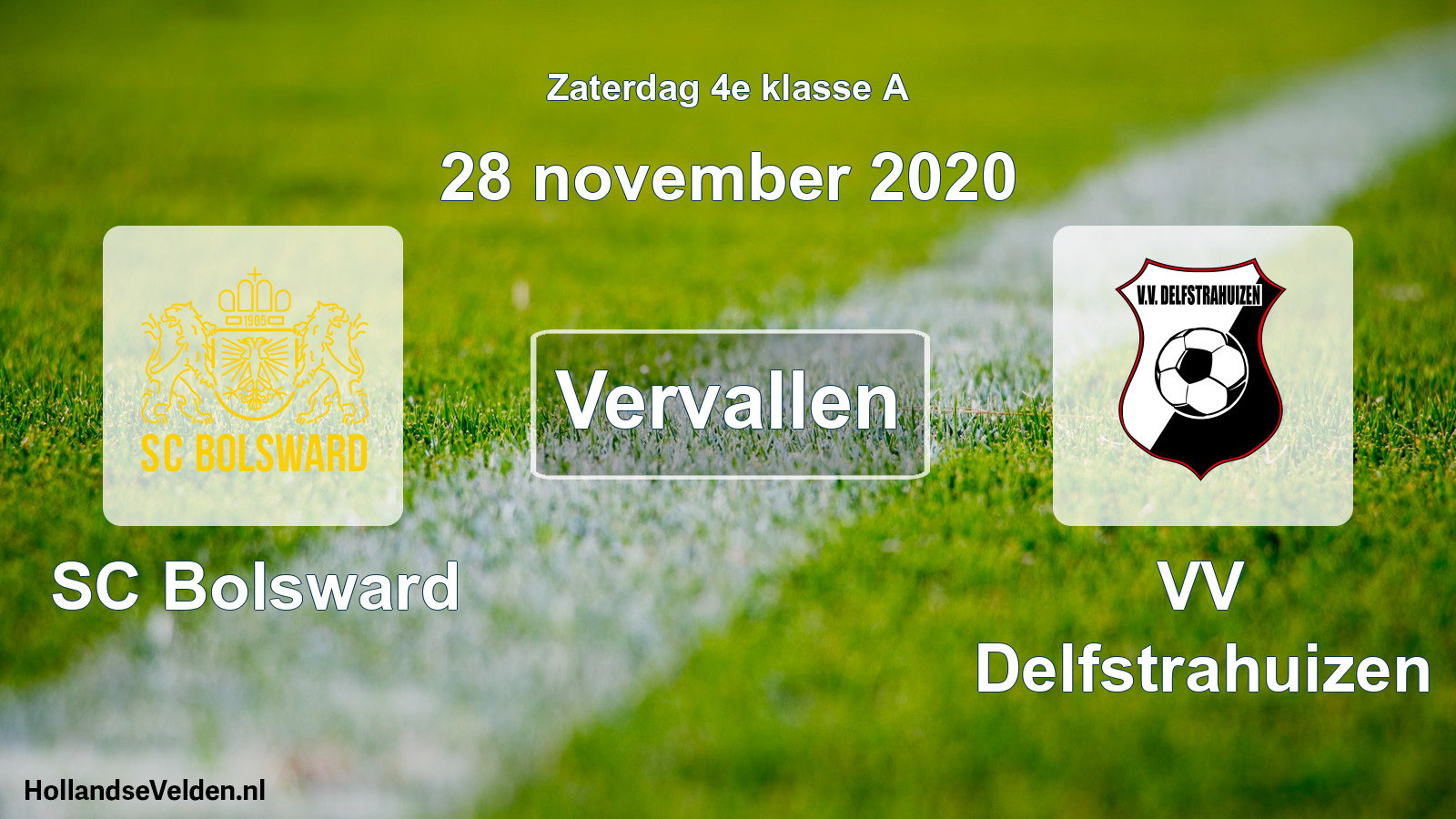 Scheduled Match: SC Bolsward - VV Delfstrahuizen (28 November 2020)