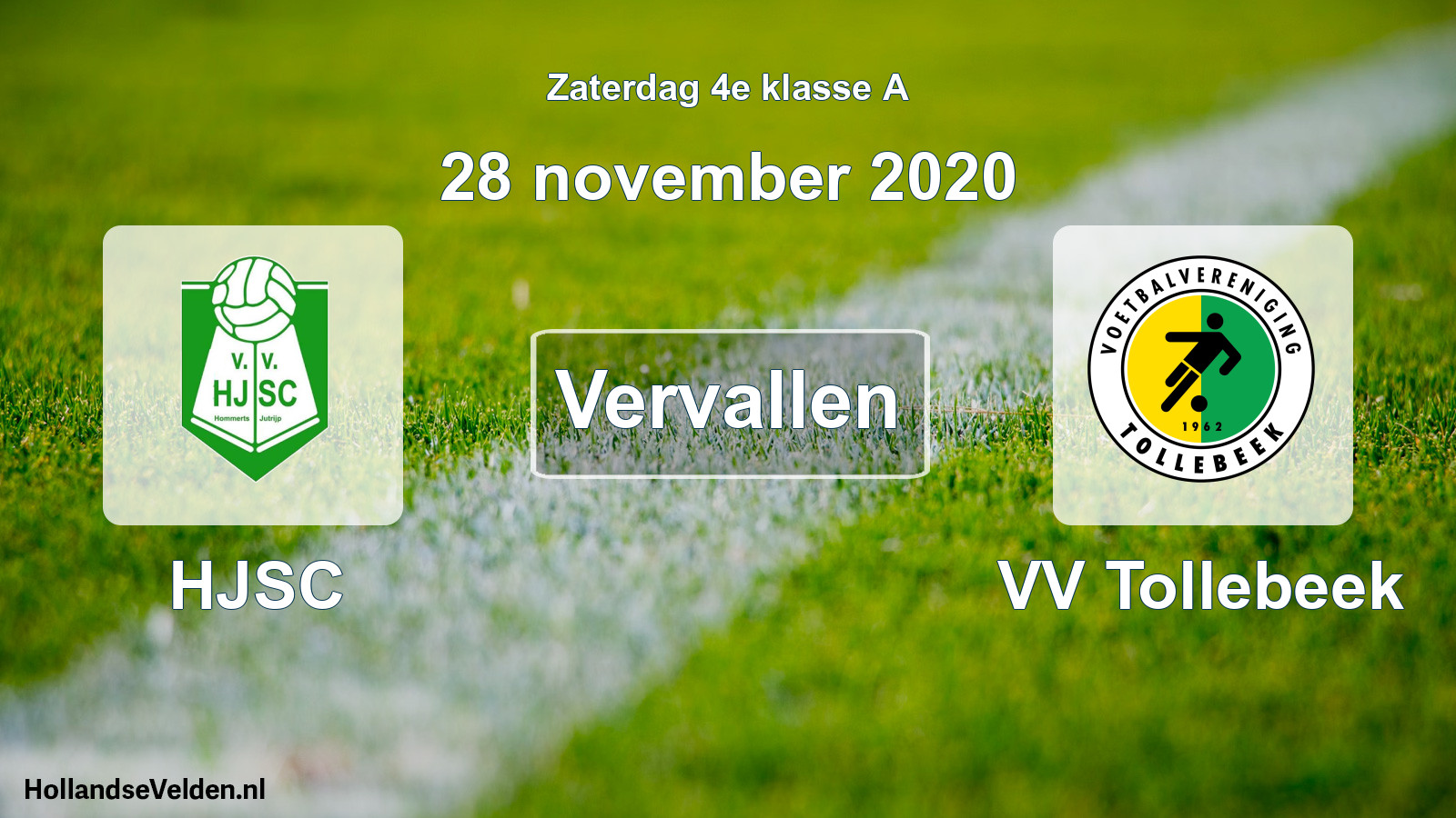 Scheduled Match: HJSC - VV Tollebeek (28 November 2020)