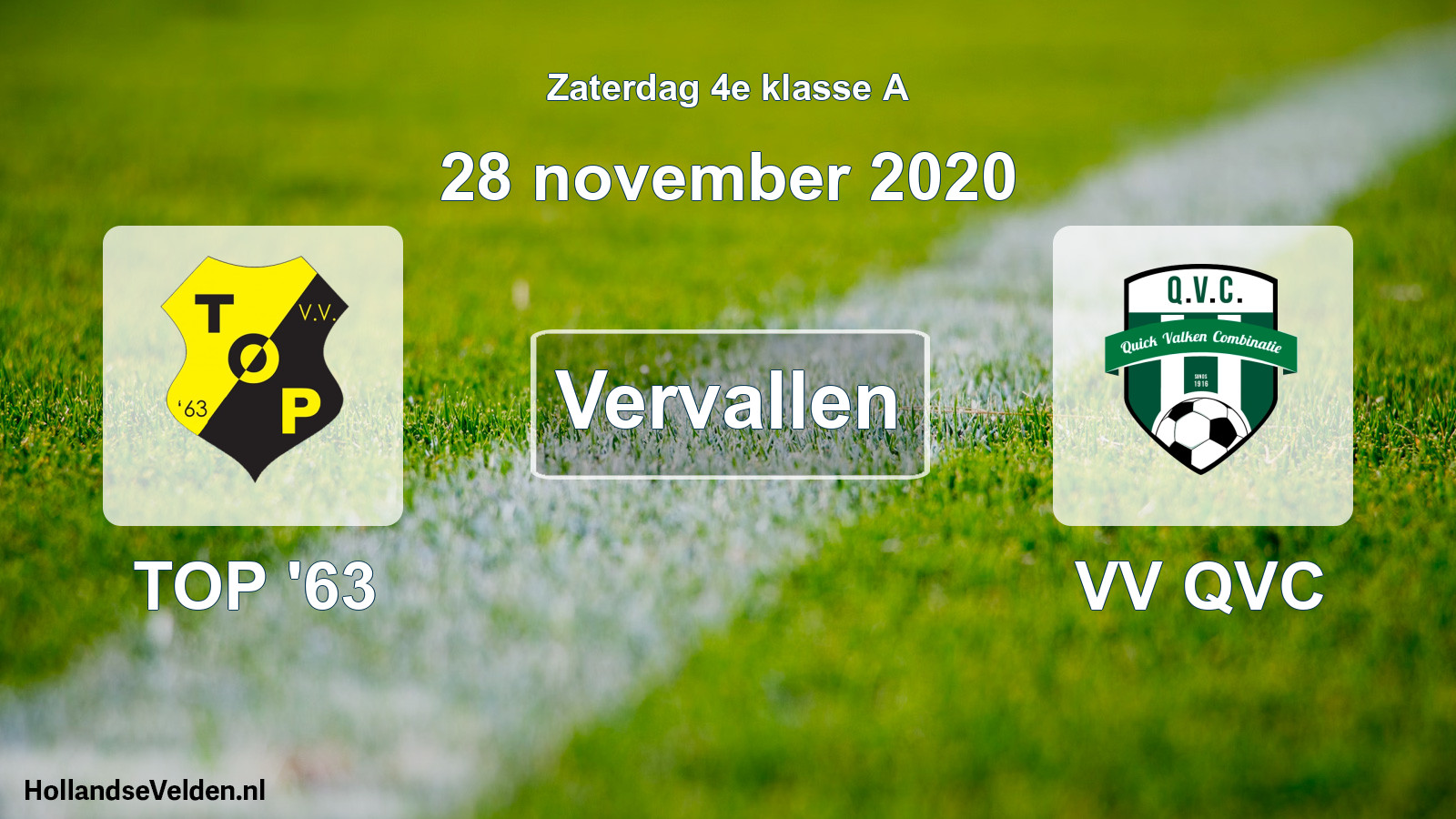 Scheduled Match: TOP '63 - VV QVC (28 November 2020)