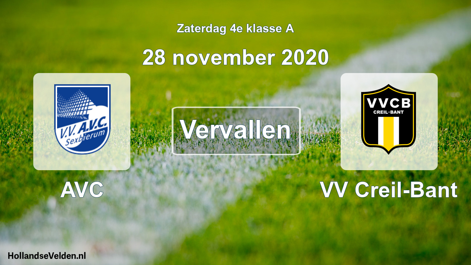 Scheduled Match: AVC - VV Creil-Bant (28 November 2020)