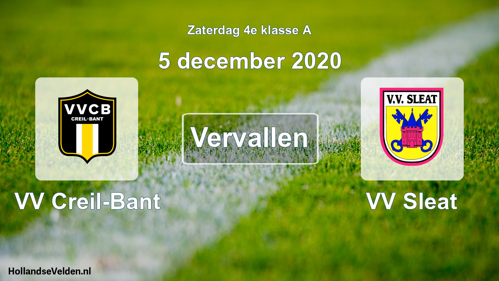 Scheduled Match: VV Creil-Bant - VV Sleat (5 December 2020)