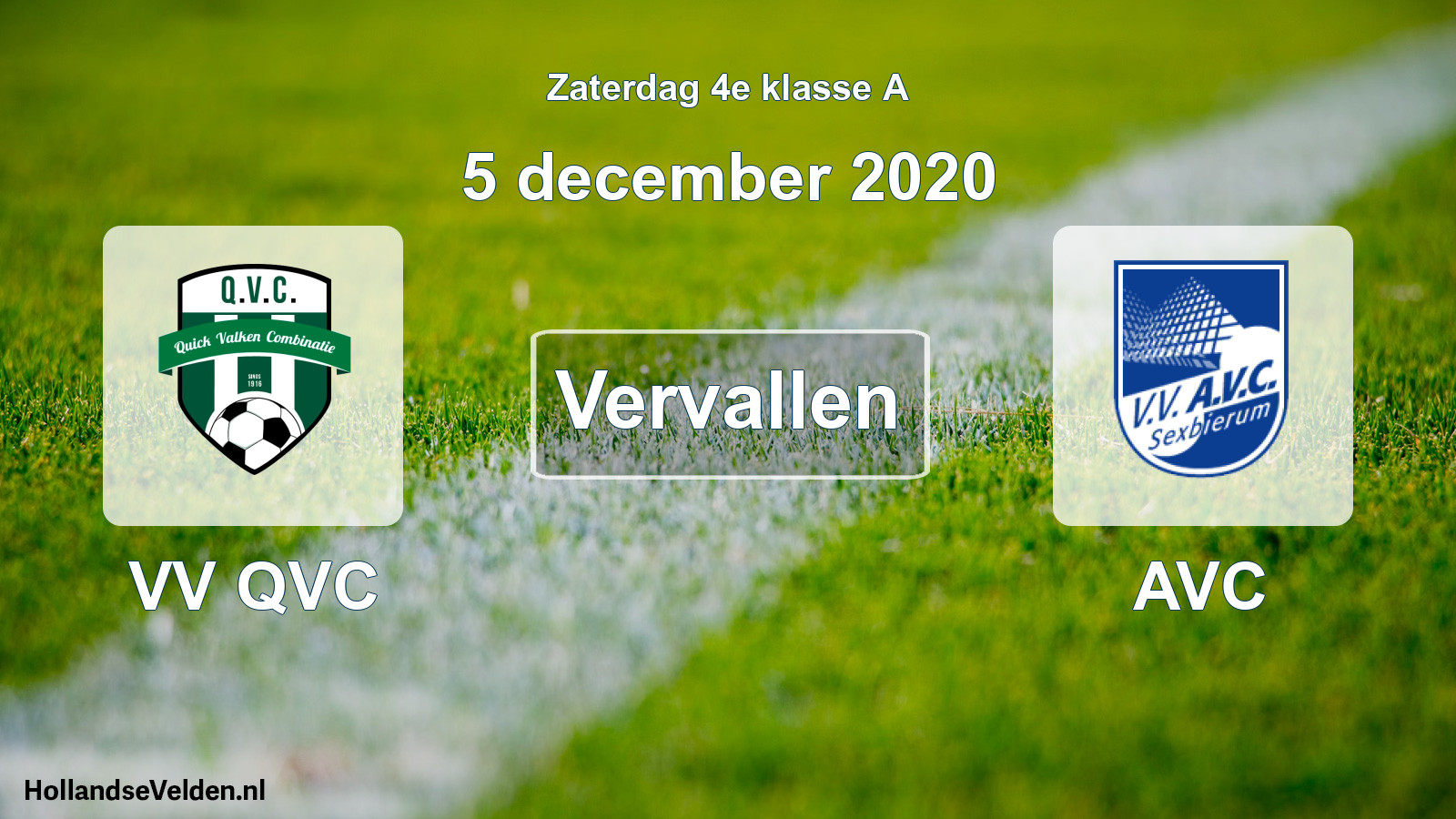 Scheduled Match: VV QVC - AVC (5 December 2020)