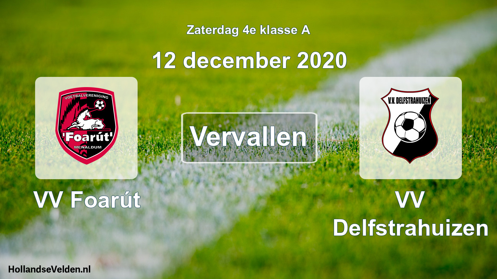 Scheduled Match: VV Foarút - VV Delfstrahuizen (12 December 2020)