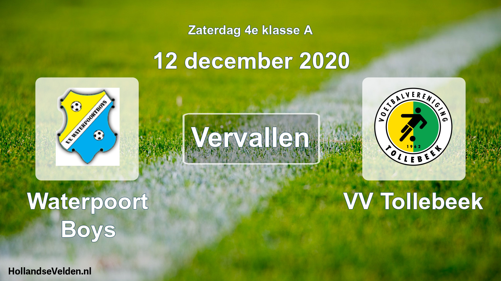 Scheduled Match: Waterpoort Boys - VV Tollebeek (12 December 2020)