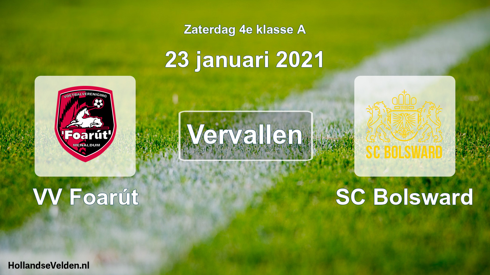Scheduled Match: VV Foarút - SC Bolsward (23 January 2021)